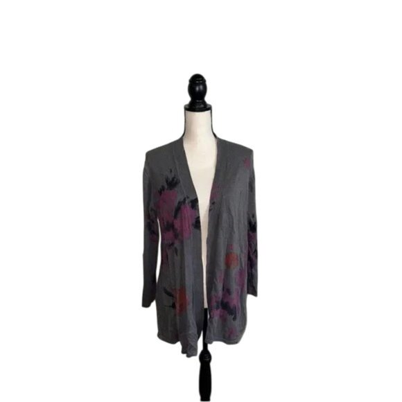 J. Jill Sweaters - J. Jill Gray and Purple Open Front Cardigan